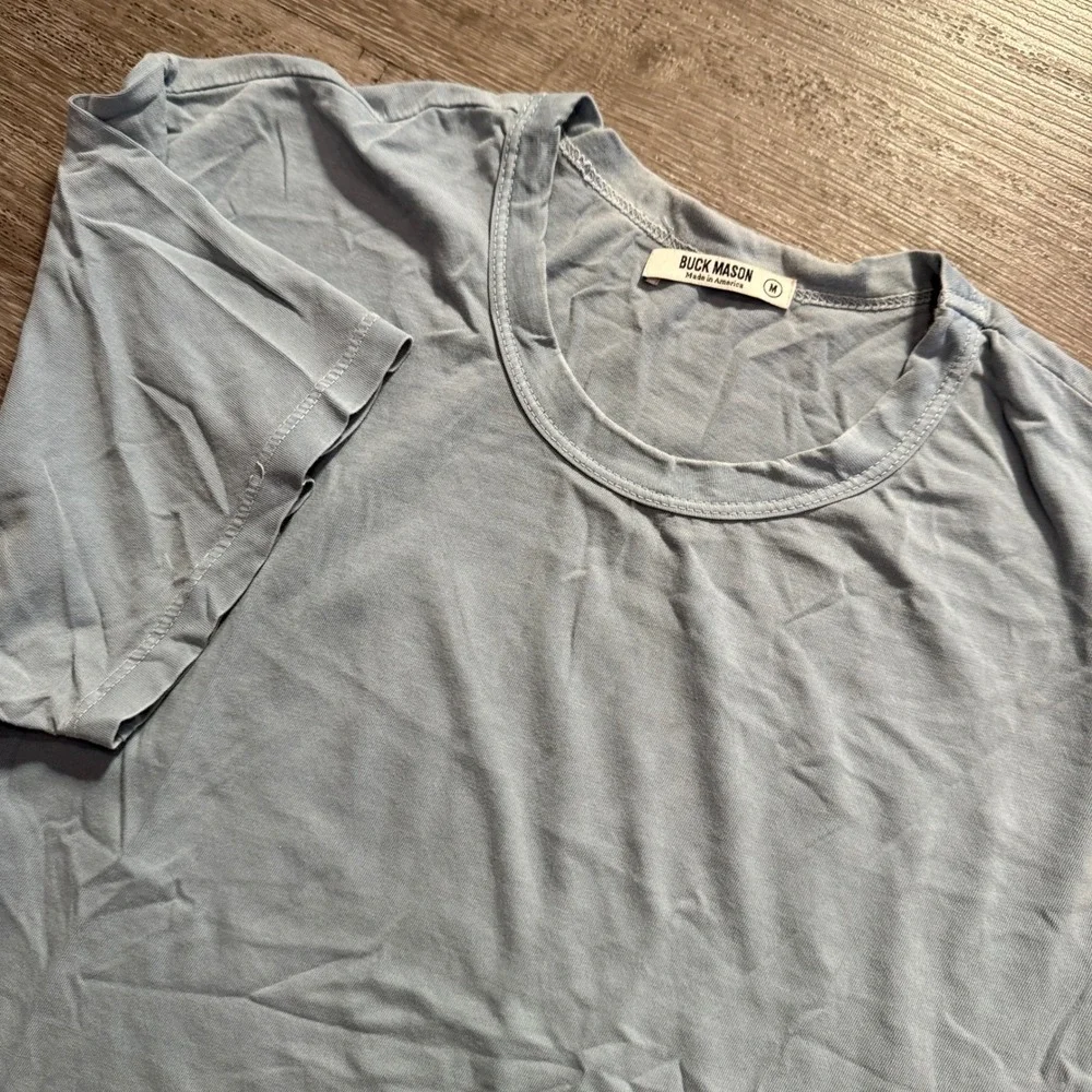 Buck Mason Shirt Mens M Blue 100% Cotton Heritage Slub Curved Hem BM11007 Tee